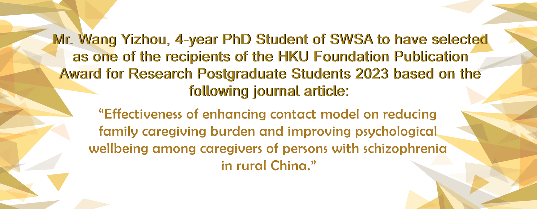 Wang Yizhou - HKU Foundation Publication Award for Research Postgraduate Students 2023